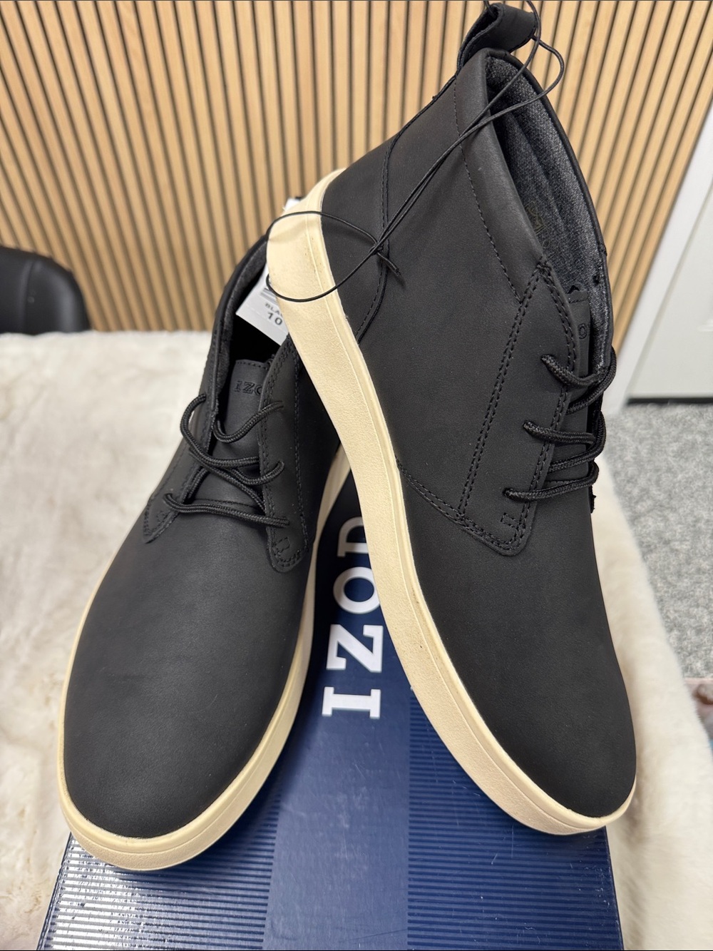 Izod Black Chukka Boots with Cream Sole